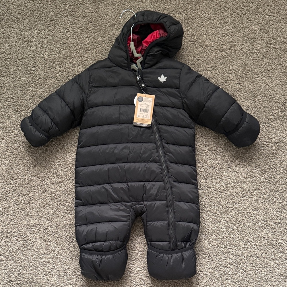 Black/Red Plaid Kids One Piece Snowsuit size 3-6 months